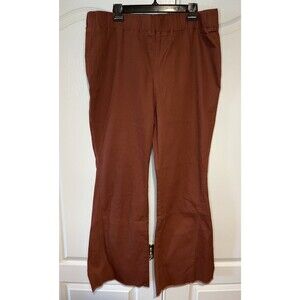 Indigo Thread Co. Woven Pull on Pants Women Elastic Waist Flare Leg Rust Plus 1X
